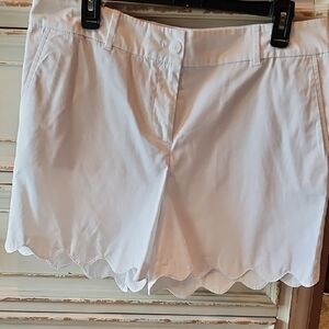 Talbots White High Waist Scalloped Shorts